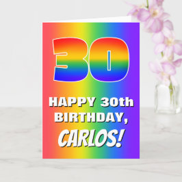 30歳の誕生日：カラフルおもしろいレインボーパターン# 30 カード
