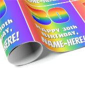 30歳の誕生日：カラフルおもしろいレインボーパターン# 30 ラッピングペーパー (ロールコーナー)