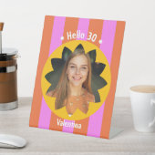 30歳の誕生日 カラフルな写真 ピンク イエロー おしゃれ 台座サイン (インサイチュ)