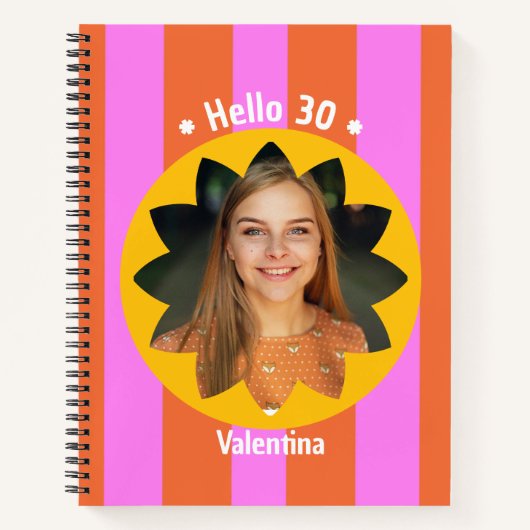 30歳の誕生日 カラフルな写真 名前 おしゃれ かわいい ノートブック (正面)