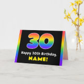 30歳の誕生日:カラフル虹#30,名前をカスタムする カード (黄色い花)