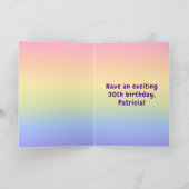 30歳の誕生日:カラフル虹#30,名前をカスタムする カード (内部)