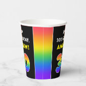 30歳の誕生日:カラフル虹#30,名前をカスタムする 紙コップ (右)