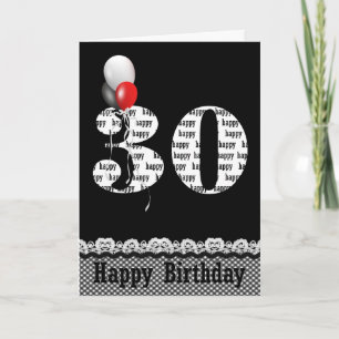 30歳の誕生日 ギンガムボーダーと風船 カード