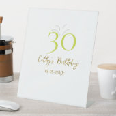 30歳の誕生日 グリーン ゴールド パステル 手描き レトロ 台座サイン (インサイチュ)