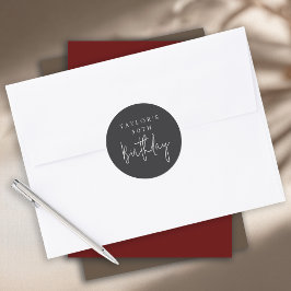 30歳の誕生日 シンプル ミニマル フラット ブラック ラウンドシール