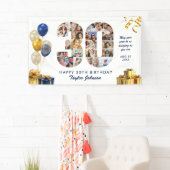 30歳の誕生日 ナンバー30 フォトコラージュ ホワイトゴールド 横断幕 (インサイチュ)