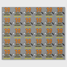 30歳の誕生日：ハロウィン不気味テーマ,名前をカスタムする ラッピングペーパー