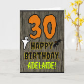 30歳の誕生日:ハロウィ不気味ーンテーマ、名前をカスタムする カード (黄色い花)