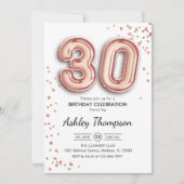30歳の誕生日 – バラ金ゴールドバルーン 招待状 (正面)