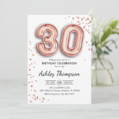 30歳の誕生日 – バラ金ゴールドバルーン 招待状 (スタンド正面)