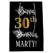 30歳の誕生日~ファンシー脚本;フェイク金ゴールドルック;名前 ミディアムペーパーバッグ (裏面)