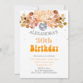 30歳の誕生日 フラワーディスコオレンジ 招待状 (正面)