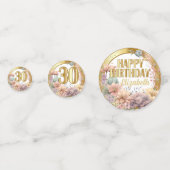 30歳の誕生日 – フローラと金ゴールド コンフェッティ (裏面)