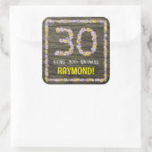 30歳の誕生日:フローラ番号フェイク、木目、名前 スクエアシール (バッグ)