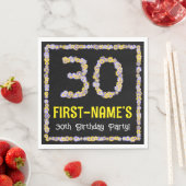 30歳の誕生日：フローラ花数，名前をカスタムする スタンダードランチョンナプキン (インサイチュ)