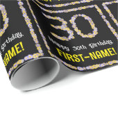 30歳の誕生日:フローラ花数,名前をカスタムする ラッピングペーパー (ロールコーナー)