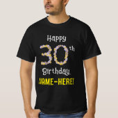 30歳の誕生日：フローラ花数"30" +名前 Tシャツ (正面)