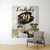 30歳の誕生日 ブラック & ゴールド カジノ、ラグジュアリー カー タペストリー (インサイチュ)