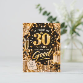 30歳の誕生日 ブラック＆ゴールド ポストカード