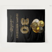 30歳の誕生日 ブラック ゴールド レオパード 名前 スクリプト タペストリー (正面(横))