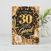 30歳の誕生日 ブラック&ゴールド 招待状 (スタンド正面)