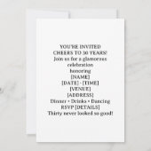 30歳の誕生日 ブラック&ゴールド 招待状 (裏面)