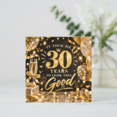30歳の誕生日 ブラック&ゴールド 招待状 (スタンド正面)