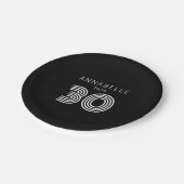 30歳の誕生日 ブラック ペーパープレート (アングル)