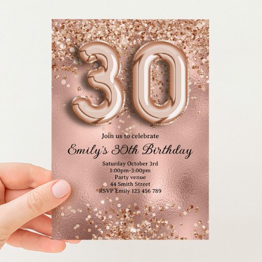 30歳の誕生日 ローズゴールドの輝きを胸に 招待状