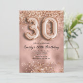 30歳の誕生日 ローズゴールドの輝きを胸に 招待状 (スタンド正面)