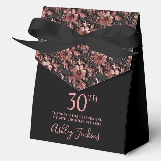 30歳の誕生日 ローズゴールド フラワー お礼 フェイバーボックス (正面)