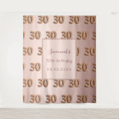 30歳の誕生日 ローズゴールド ブラッシュ ネーム タペストリー (正面)