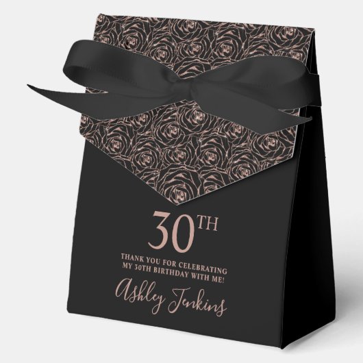30歳の誕生日 ローズゴールド ラメバラの御礼 フェイバーボックス (正面)