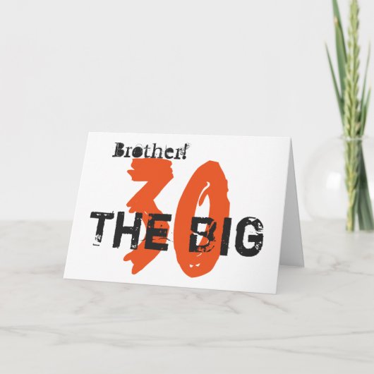 30歳の誕生日、兄弟、オレンジ、黒が白。 カード (正面)