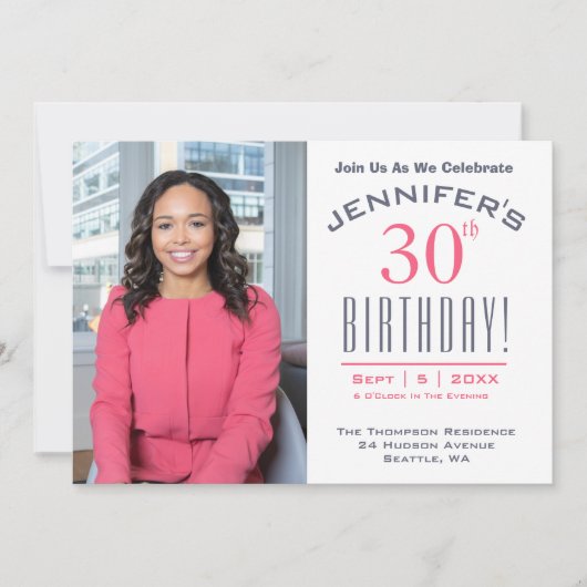 30歳の誕生日 – 写真パーティー 招待状 (正面)