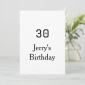 30歳の誕生日 名前と日付 ボールド体 シンプル 招待状 (スタンド正面)