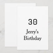 30歳の誕生日 名前と日付 ボールド体 シンプル 招待状 (正面/裏面)
