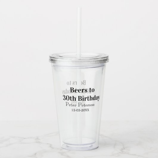 30歳の誕生日 名前 日付 おしゃれ シンプル アクリルタンブラー (正面)
