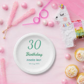 30歳の誕生日 名前 日付 太字 レトロ ターコイズ シンプル ペーパープレート (パーティー)