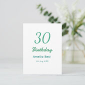 30歳の誕生日 名前 日付 太字 レトロ ターコイズ シンプル ポストカード (スタンド正面)
