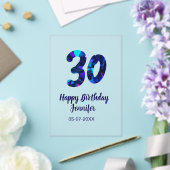 30歳の誕生日 名前 日付 年号 青いスパークル アクリル招待状 (インサイチュ (ウェディング))