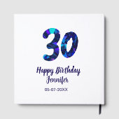 30歳の誕生日 名前 日付 年号 青いスパークル ゲストブック (裏面)
