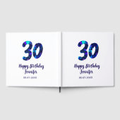 30歳の誕生日 名前 日付 年号 青いスパークル ゲストブック (全面)