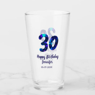 30歳の誕生日 名前 日付 年号 青いスパークル タンブラーグラス