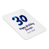 30歳の誕生日 名前 日付 年号 青いスパークル マグネット (右側)