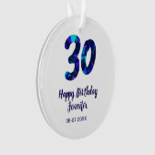30歳の誕生日 名前 日付 年号 青い輝き  オーナメント (正面)