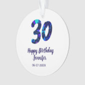 30歳の誕生日 名前 日付 年号 青い輝き  オーナメント (正面)