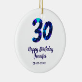 30歳の誕生日 名前 日付 年号 青い輝き  セラミックオーナメント (右)