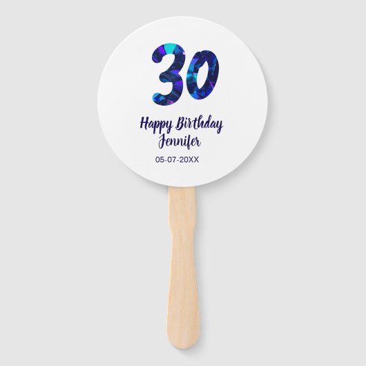 30歳の誕生日 名前 日付 年号 青い輝き ハンドファン (正面)